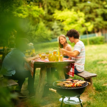 Freunde beim Grillen im Sommer Freunde beim Grillen im Sommer